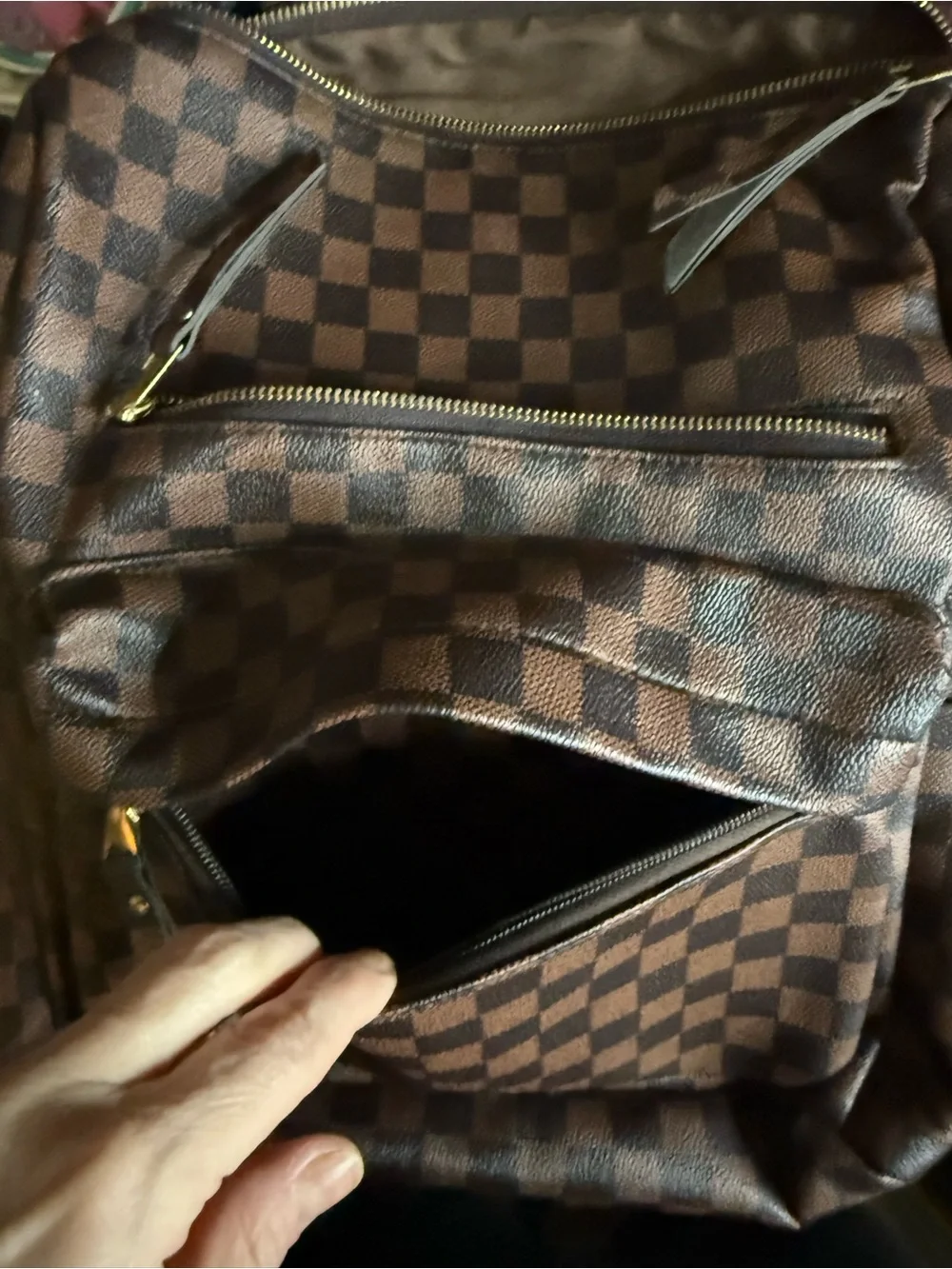 Checkered trendy backpack and wallet